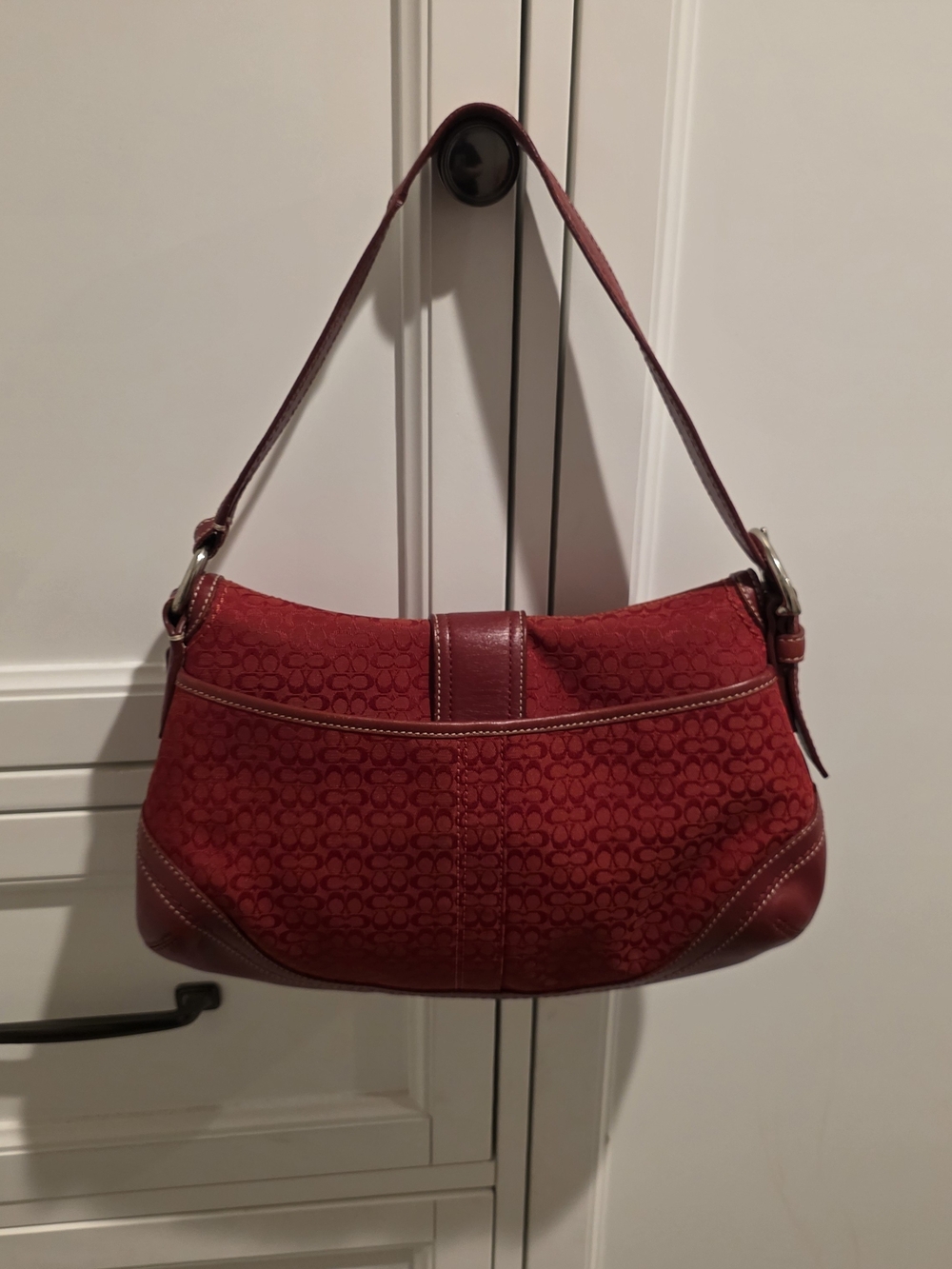 Coach Red Signature Canvas Shoulder Bag - Picture 5 of 11